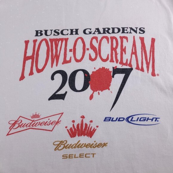 2007 Halloween Budweiser Busch Gardens Howl-O-Scream Six Flags theme park shirt - Picture 3 of 7